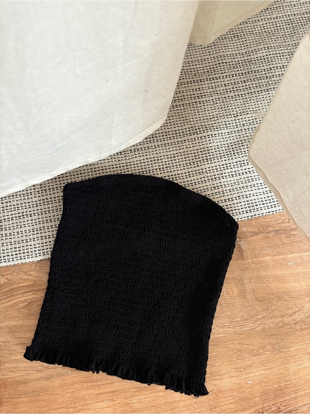 Garage Black Cropped Smocked Tube Top